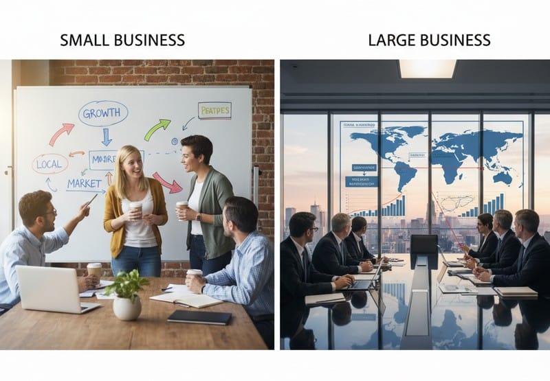 مقایسه برنامهریزی استراتژیک در کسبوکارهای کوچک و بزرگ